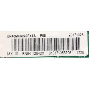 KIT DE TARJETAS PARA TV SAMSUNG / NUMERO DE PARTE MAIN BN94-12640X / BN41-02568B / BN97-13470A / BN9412640X / NUMERO DE PARTE FUENTE BN4400806F / L40S6R_MSM / BN44-00806F / PANEL CY-GK040HGLVCH / MODELO UN40MU6290 / UN40MU6290FXZA FB02